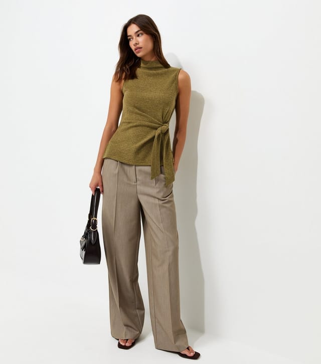 New Look Women's Light Khaki Knotted High Neck Sleeveless Top New Look - 3
