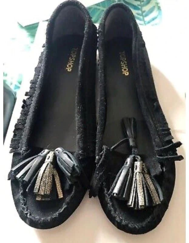 Topshop Topshop suede black moccasin flats pumps shoes size 6