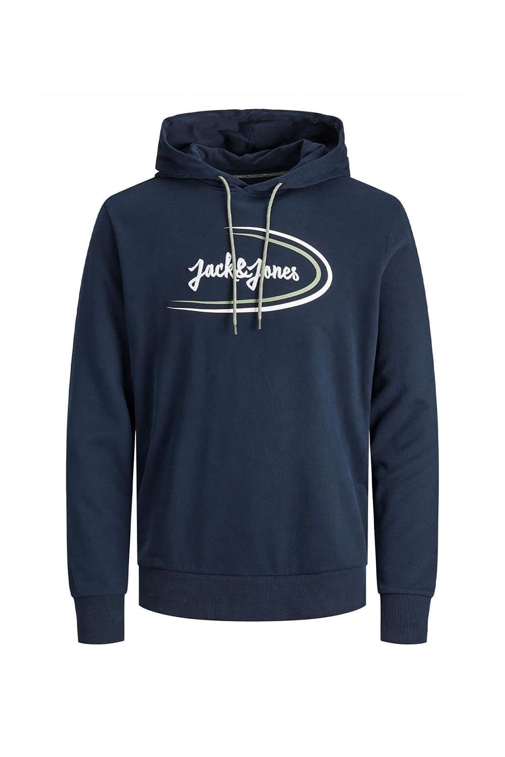 jack & jones Jack & Jones Men's Logo Printed Pullover Sweatshirt Cotton, Navy - XS