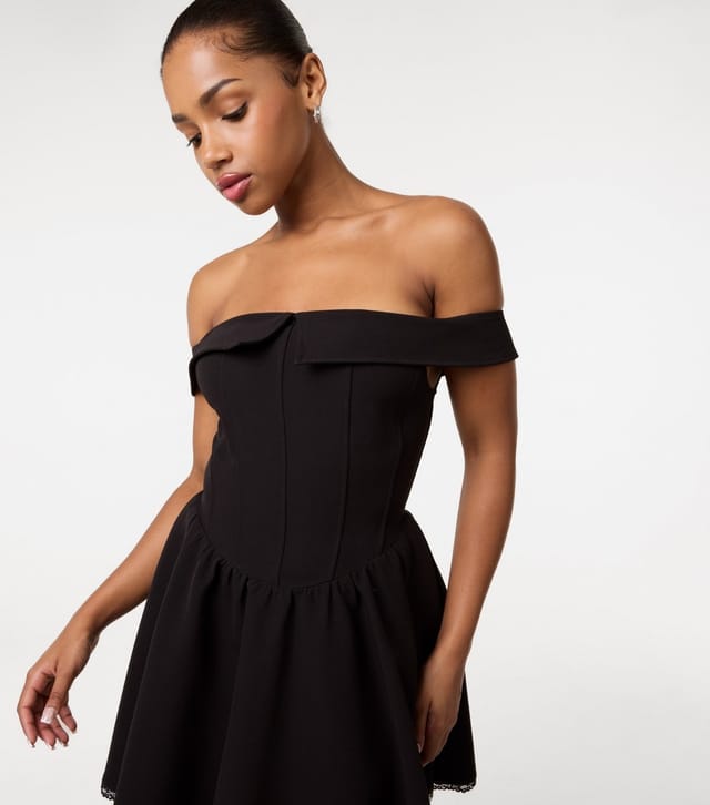 Pink Vanilla Women's Black Off Shoulder Mini Dress Pink Vanilla New Look - 3