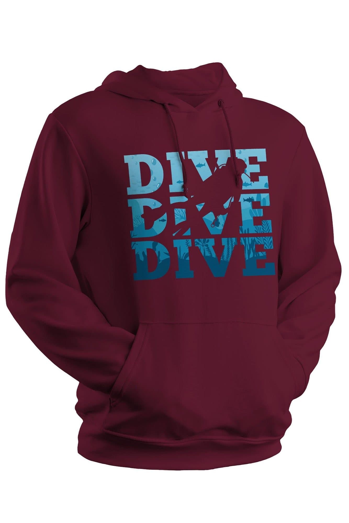 Bad Zebedee Bad Zebedee Men's Dive Dive Dive Scuba Hoodie in Burgundy
