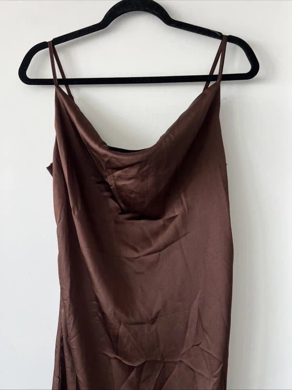 New Look New look - petite satin slip midi dress - size 12 - brown