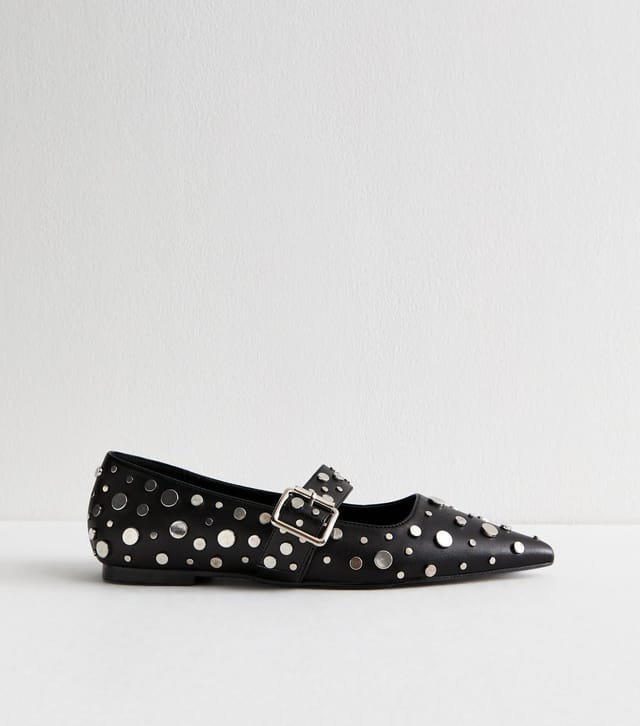 Public Desire Women's Florentine Black Point Toe Flats Public Desire New Look - 3