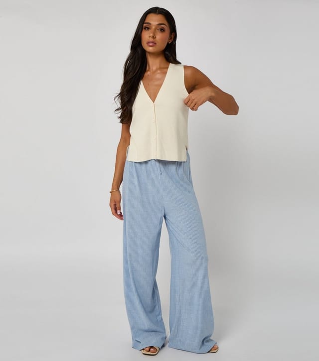 Urban Bliss Women's Blue Stripe Print Wide Leg Trousers Urban Bliss New Look - 2