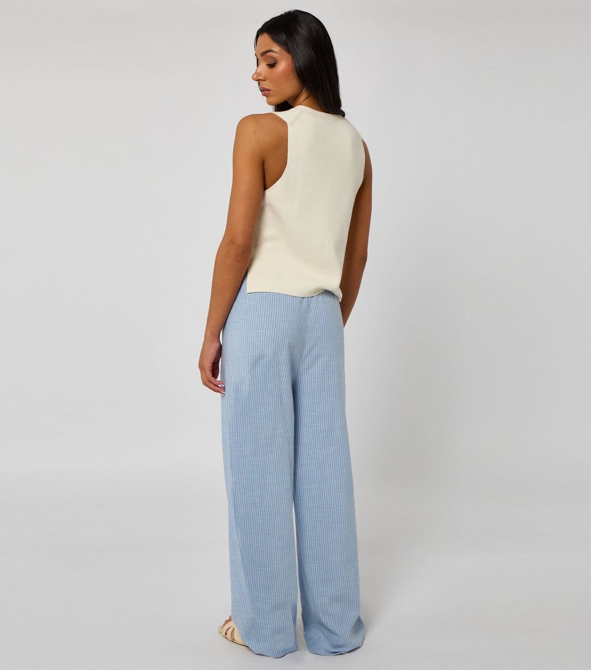 Urban Bliss Women's Blue Stripe Print Wide Leg Trousers Urban Bliss New Look - 4