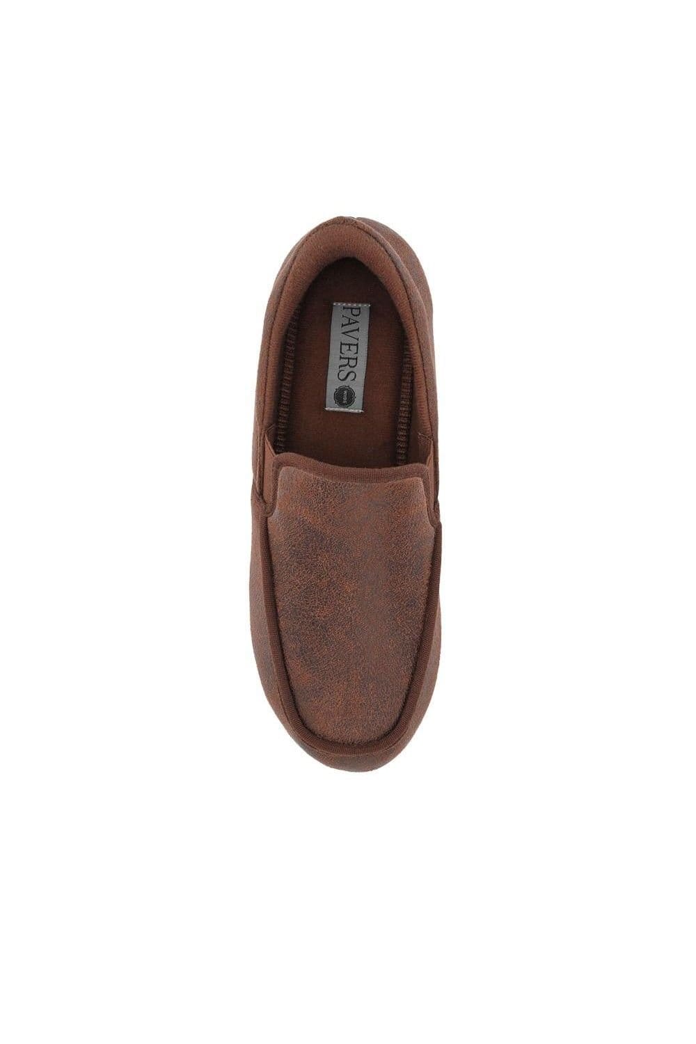 Pavers Pavers Men's Easy Step In Extra Wide Memory Foam Slippers in Brown - 4