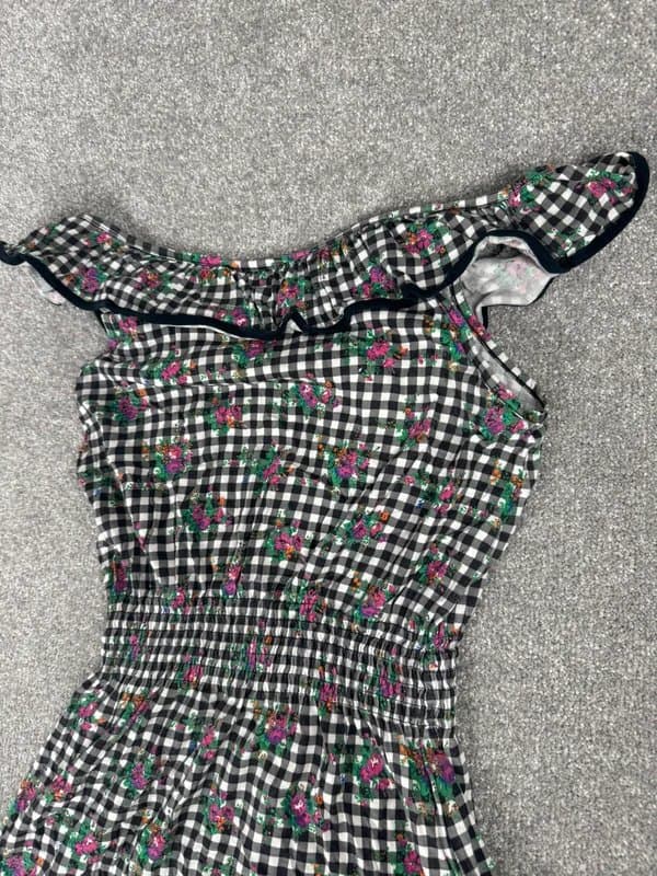 Topshop Topshop Gingham Floral Mini Dress Size 10 | Bardot Summer Festival  Dress