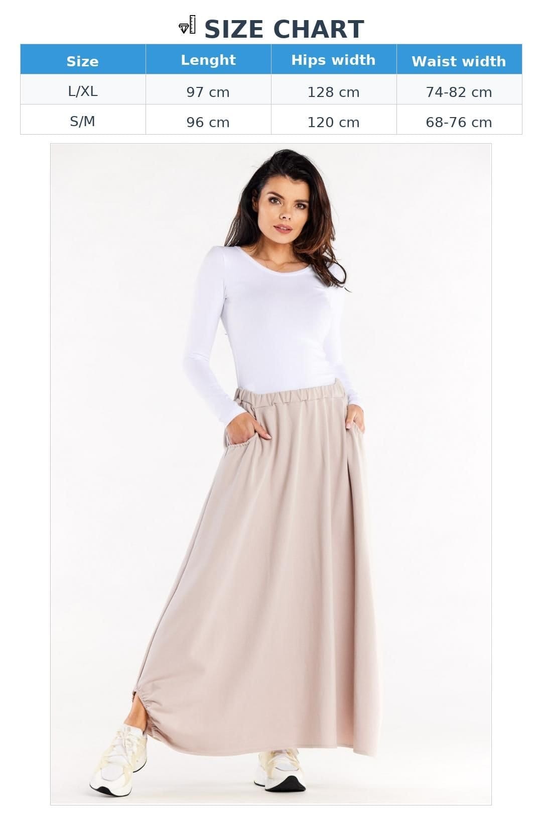 Love Lace Love Lace Women's Trapeze Long Skirt with Pockets & Cutouts in Beige - 4