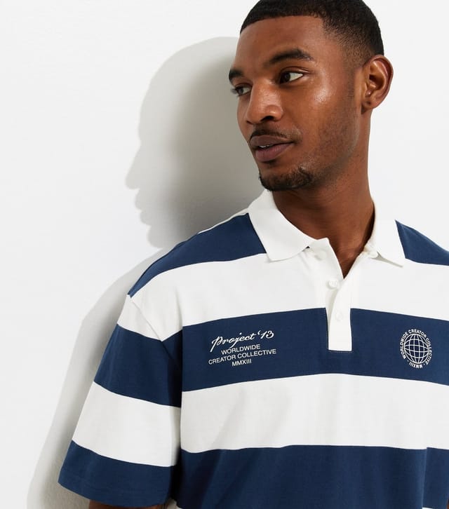 Only and Sons Men's Blue Short Sleeve Rugby Polo Top Only and Sons New Look - 2