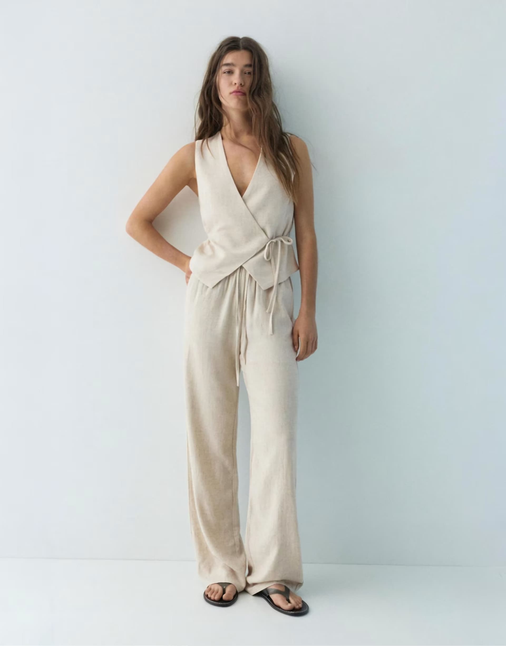 ASOS Pull&Bear linen blend trousers in beige