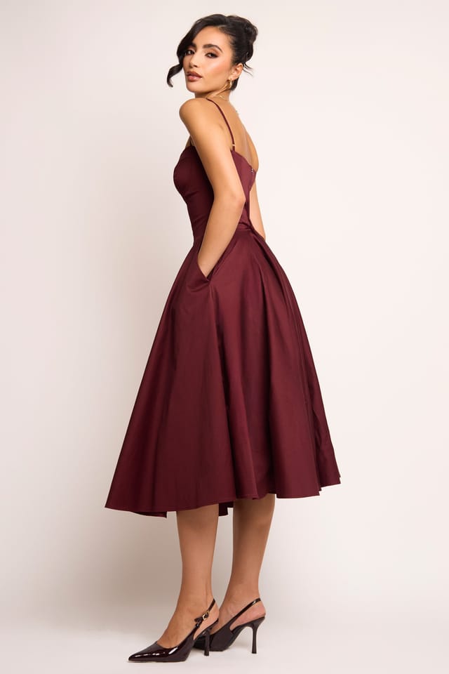 Jaded Rose Jaded Rose Women's Jade Burgundy Corset Midi Dress - 2