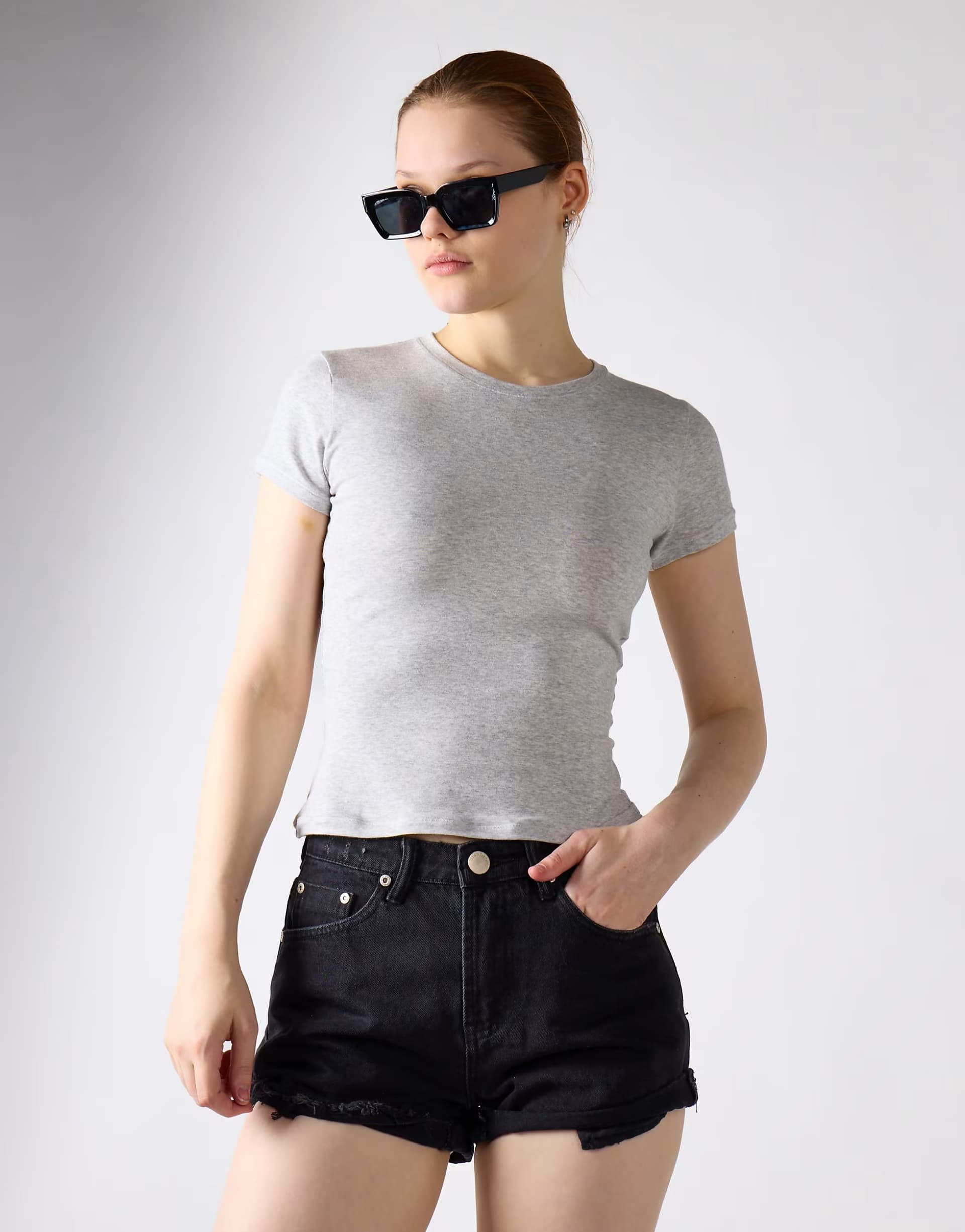 ASOS Glamorous High waist shorts in black