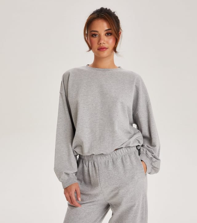 Urban Bliss Women's Pale Grey Crew Neck Long Balloon Sleeve Sweatshirt Urban Bliss New Look - 2