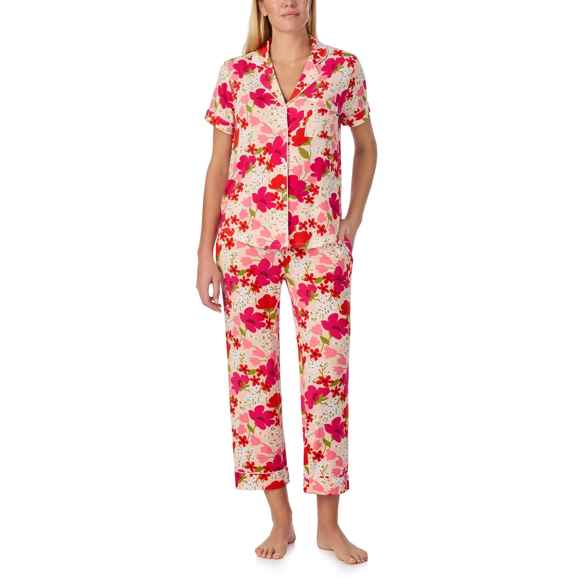 kate spade new york Kate Spade New York Women's KS new york short sleeve cropped pj set in bountiful garden in Light Red