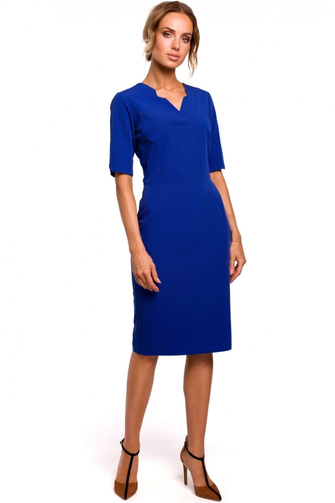 Love Lace Love Lace Women's Elegant Pencil Day Dress V Neck Cutout in Blue
