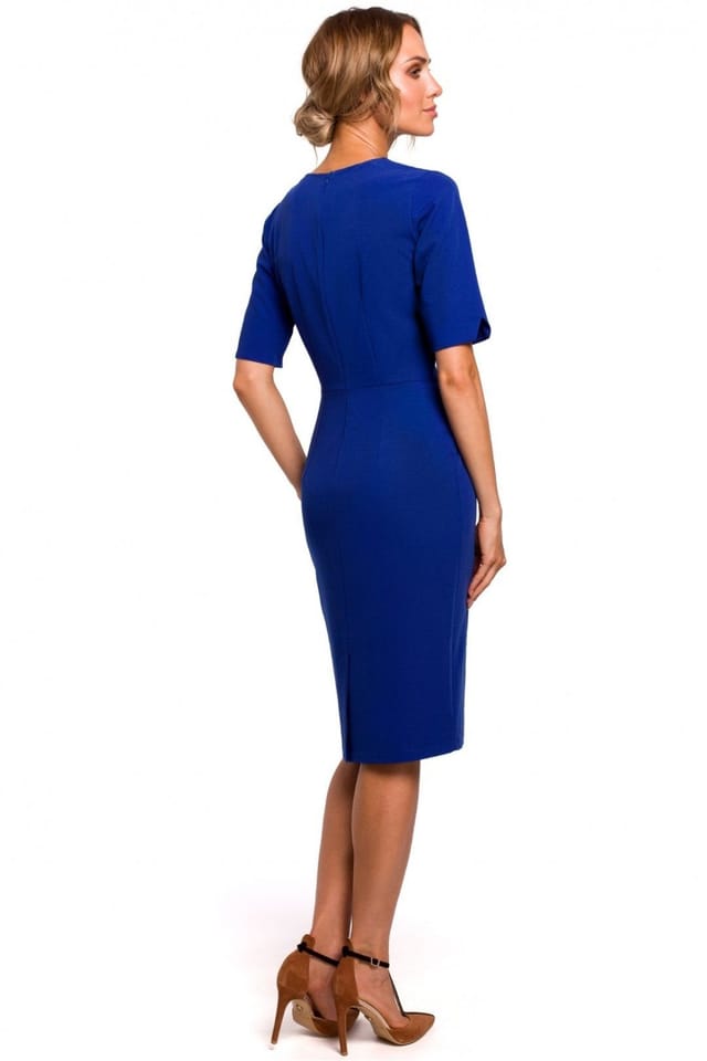 Love Lace Love Lace Women's Elegant Pencil Day Dress V Neck Cutout in Blue - 2