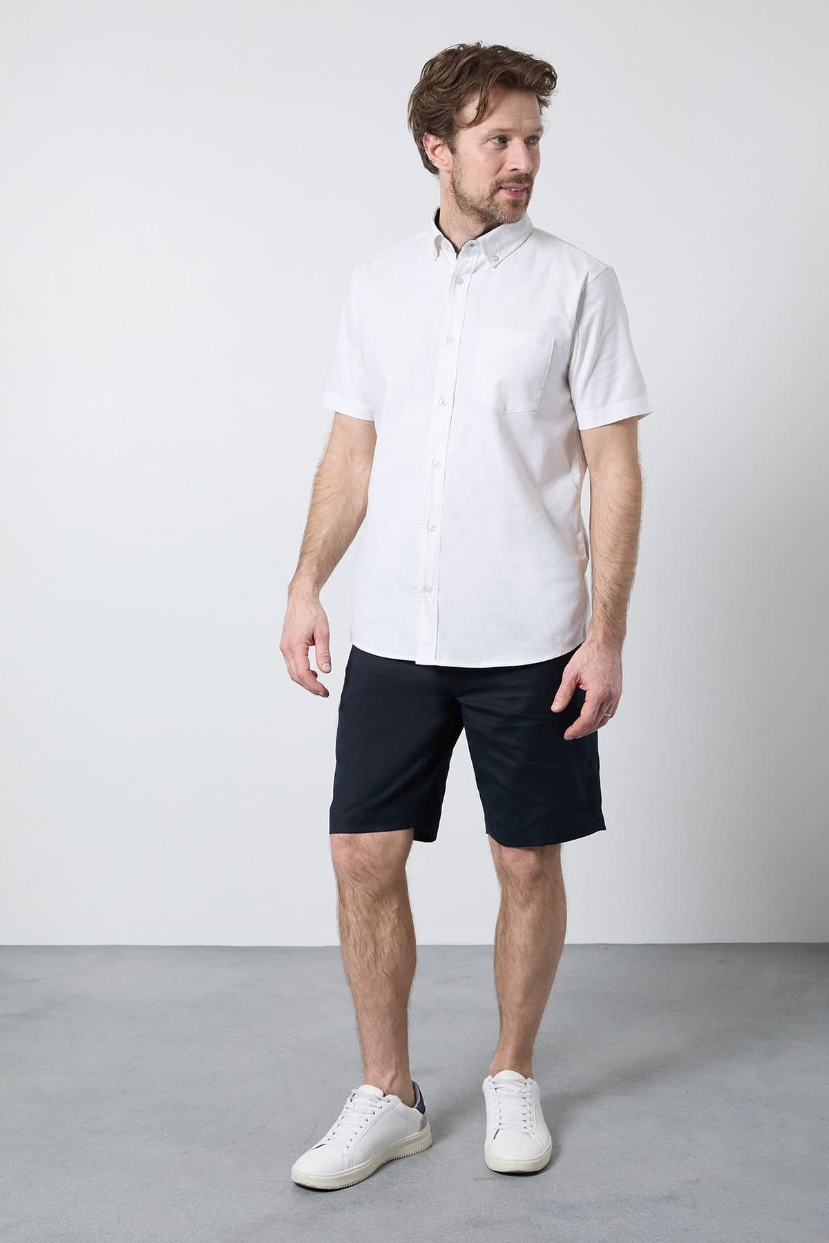 Maine Maine Men's Navy Premium Cotton Linen Shorts