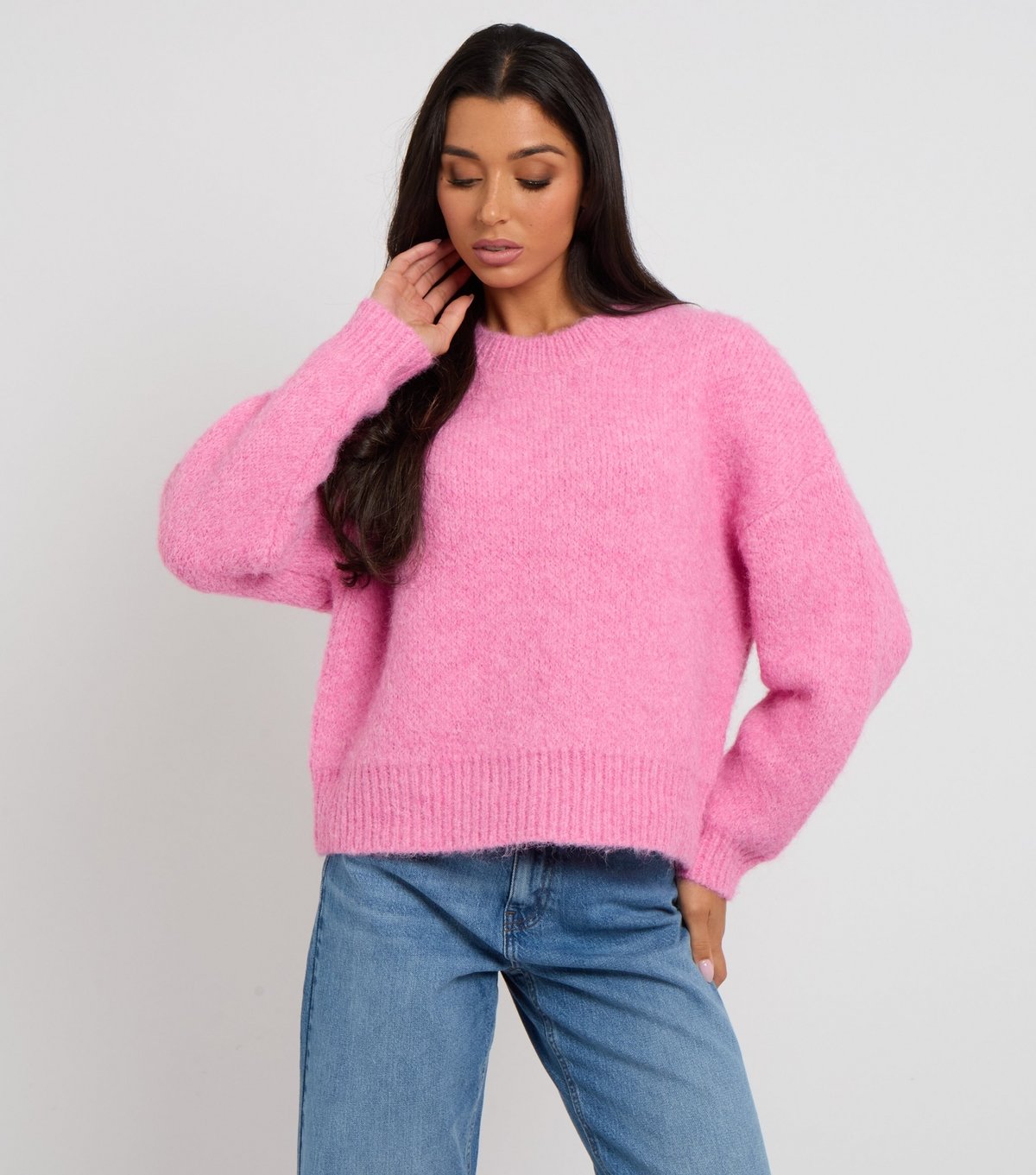 Urban Bliss Women's Pink Brushed Knit Relaxed Jumper Urban Bliss New Look - 2