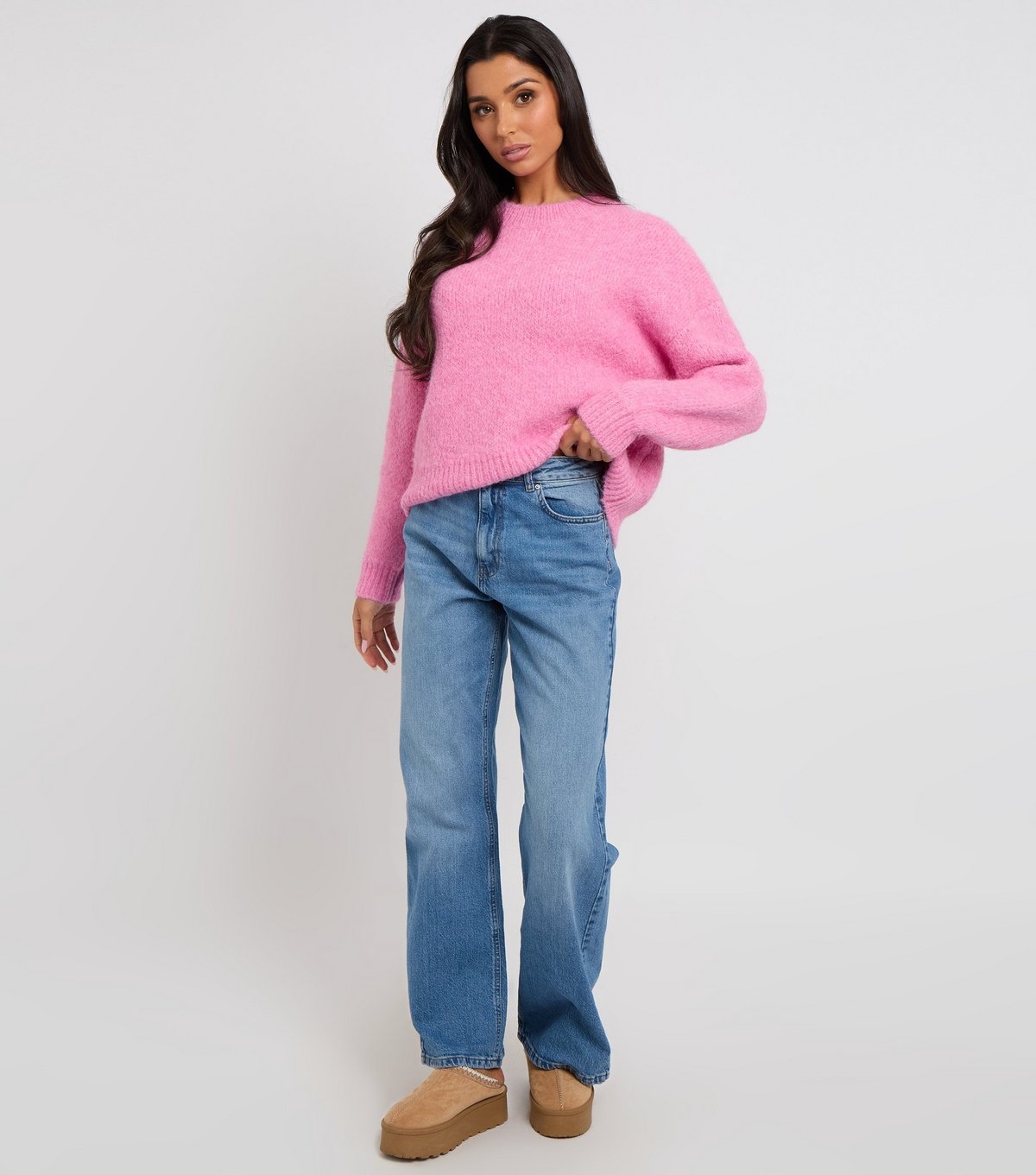 Urban Bliss Women's Pink Brushed Knit Relaxed Jumper Urban Bliss New Look - 4