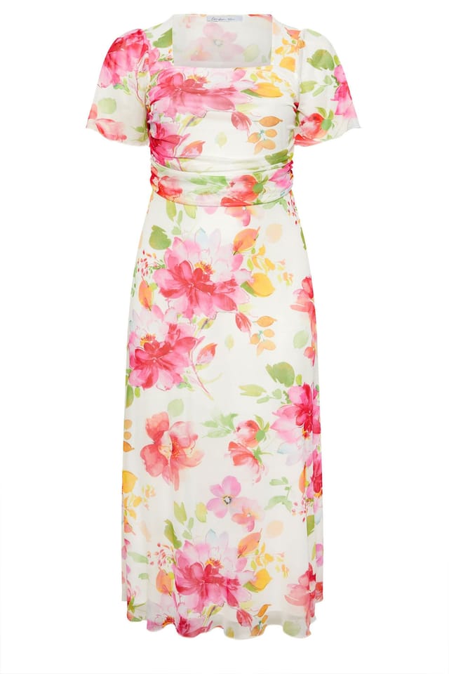 Yours Yours Women's Floral Square Neck Maxi Dress in White - 2