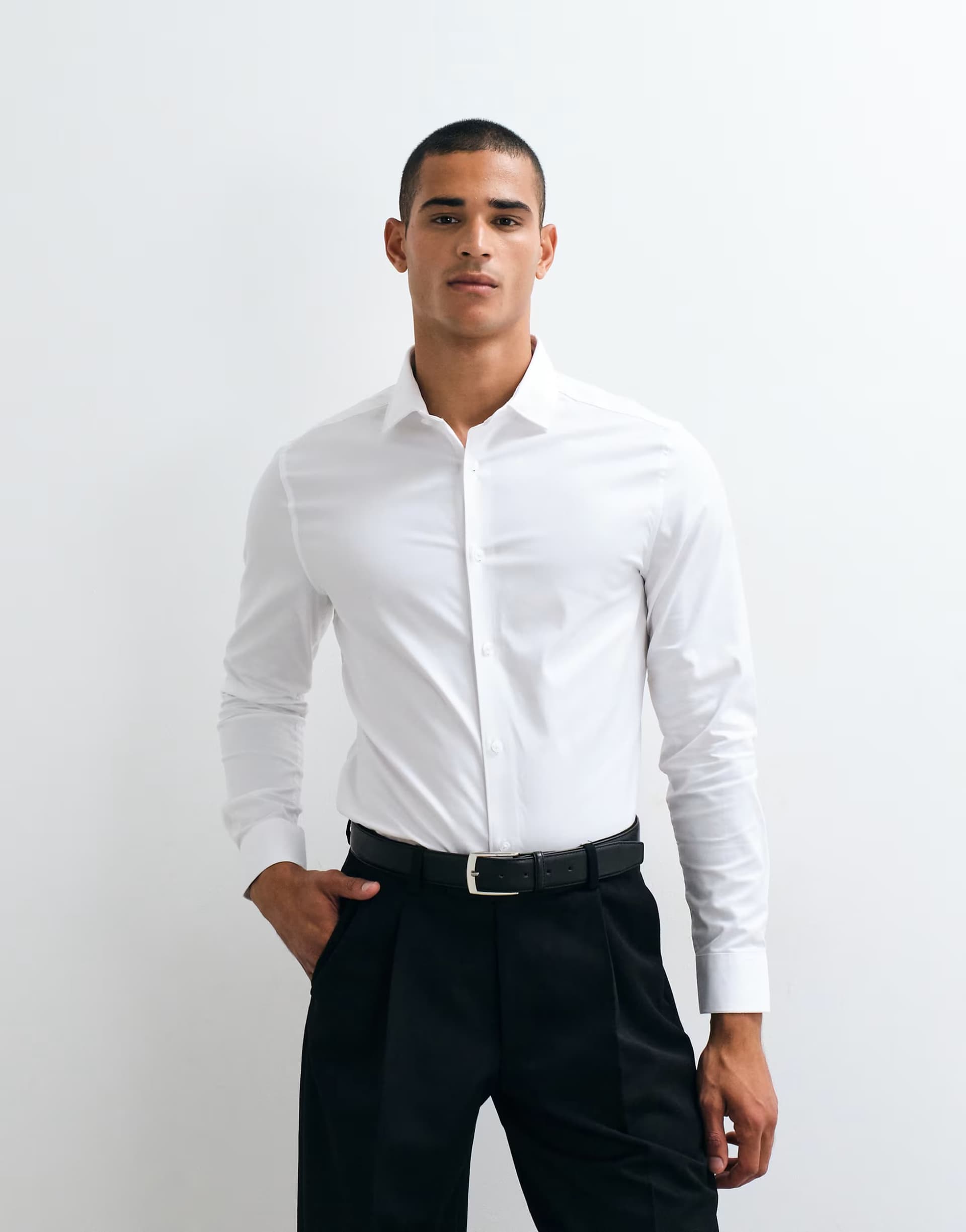 ASOS ASOS DESIGN slim fit easy iron smart twill shirt in white