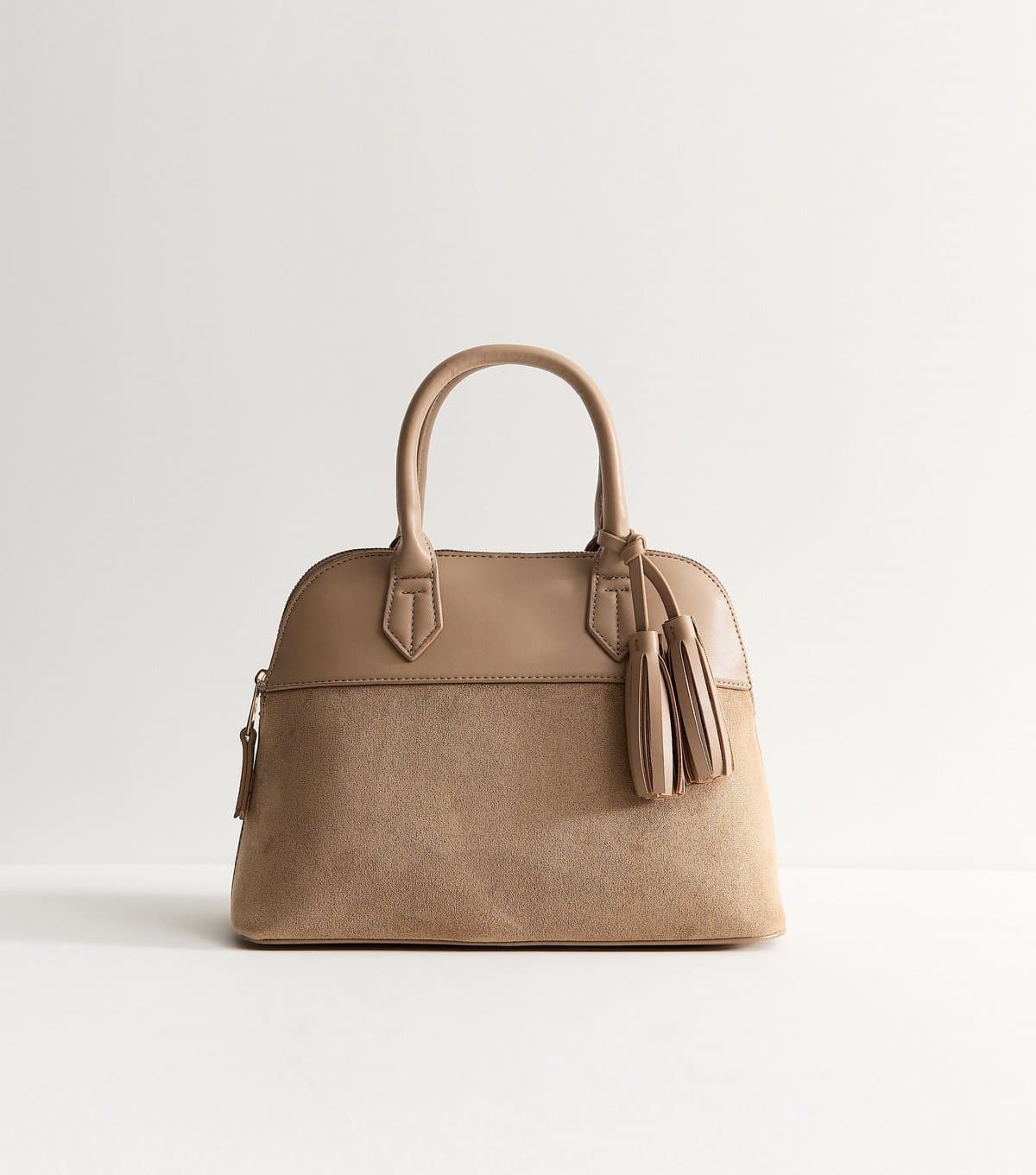 New Look Mink Faux Suede Tassel Charm Tote Bag Vegan New Look