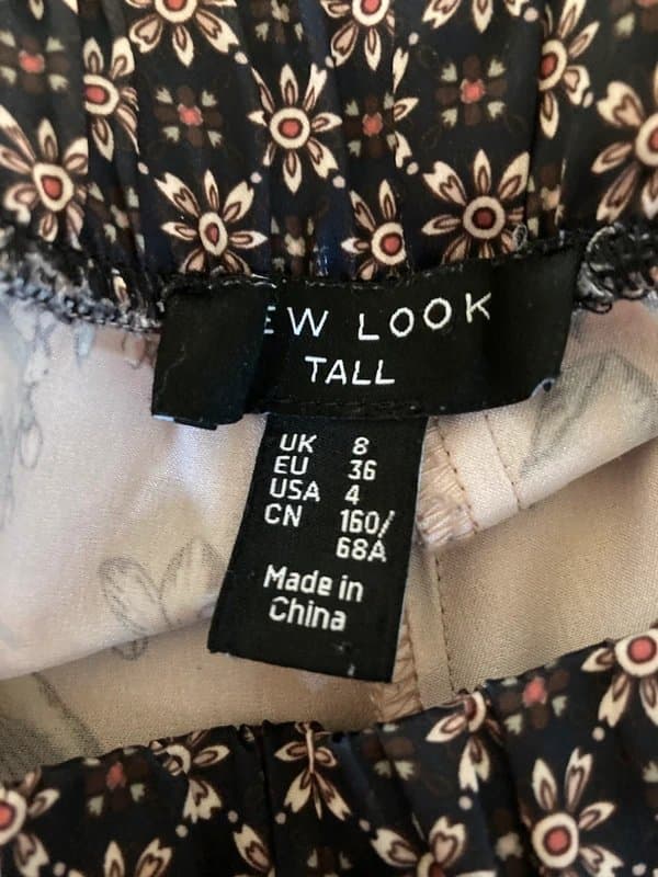 New Look Blush Satin Exotic Print Trousers: size 8