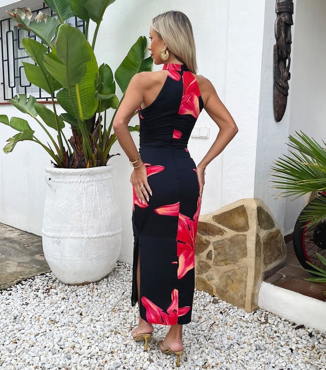 AX Paris Women's Black Floral Halter Neck Midi Dress AX Paris New Look - 3