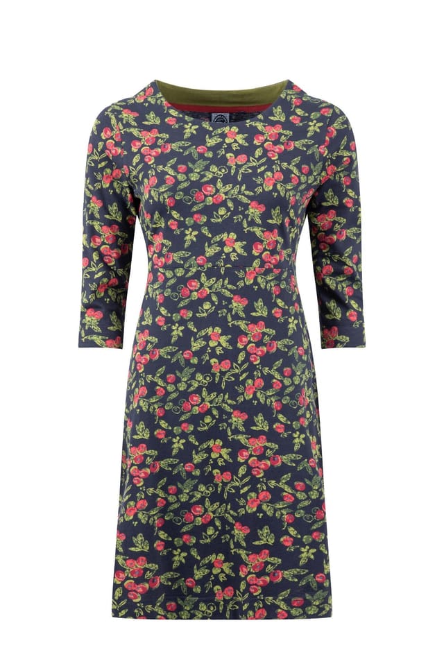 Weird Fish Weird Fish Women's Shafika Cotton Printed Jersey Dress in Navy - 2