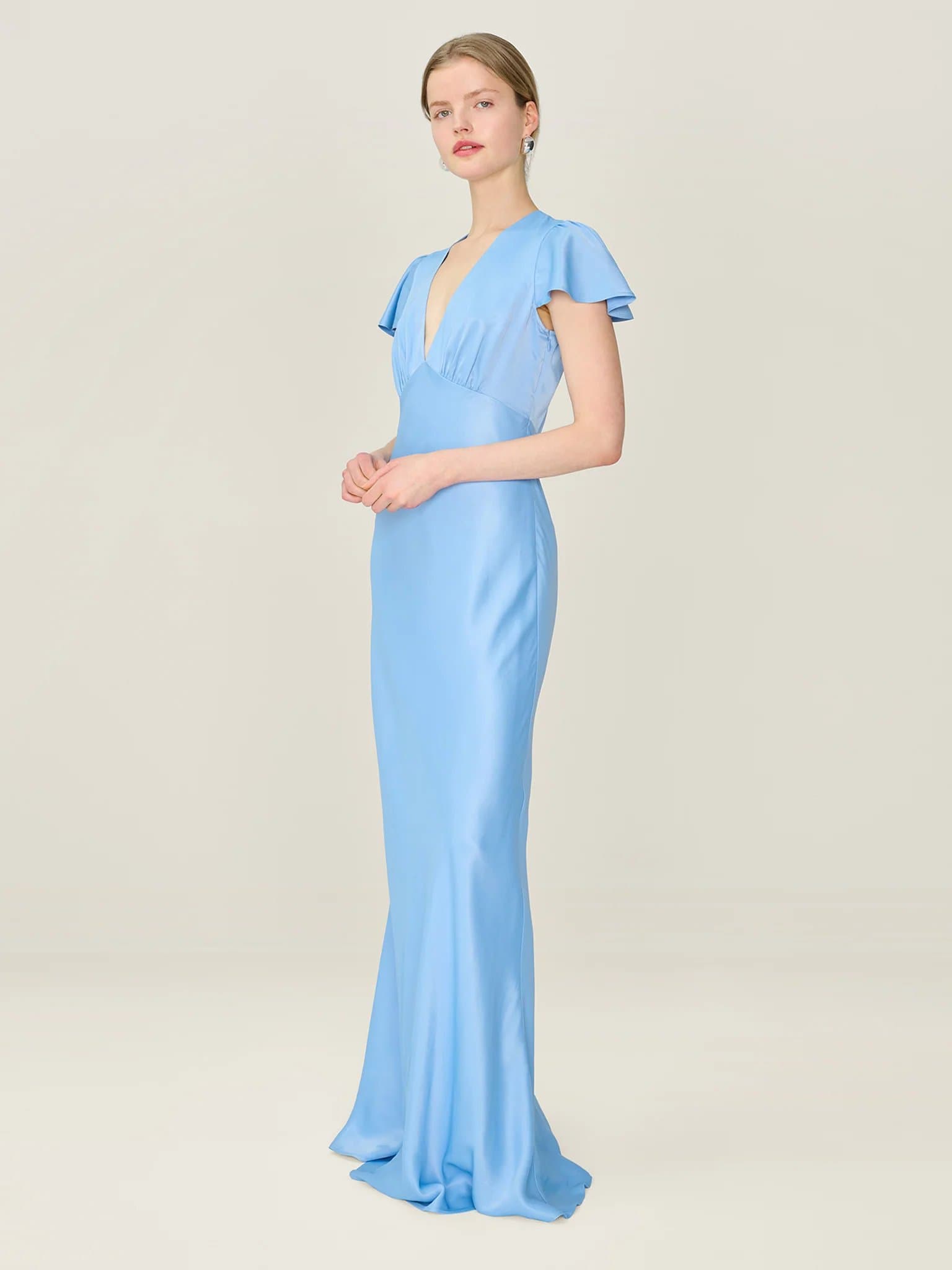 OMNES OMNES Elegant Vista Blue Maxi Dress