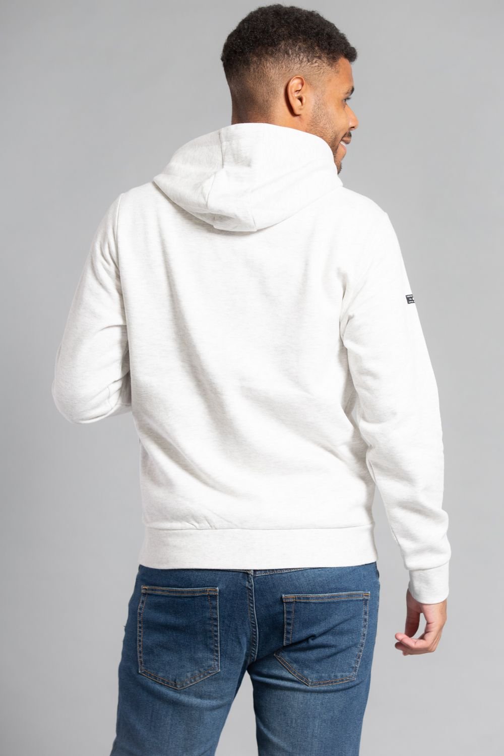 Tokyo Laundry Tokyo Laundry Men's Cotton Blend Embossed Drawstring Hoody in Light Grey - 2