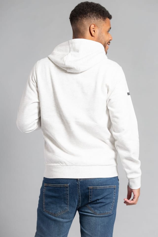 Tokyo Laundry Tokyo Laundry Men's Cotton Blend Embossed Drawstring Hoody in Light Grey - 2