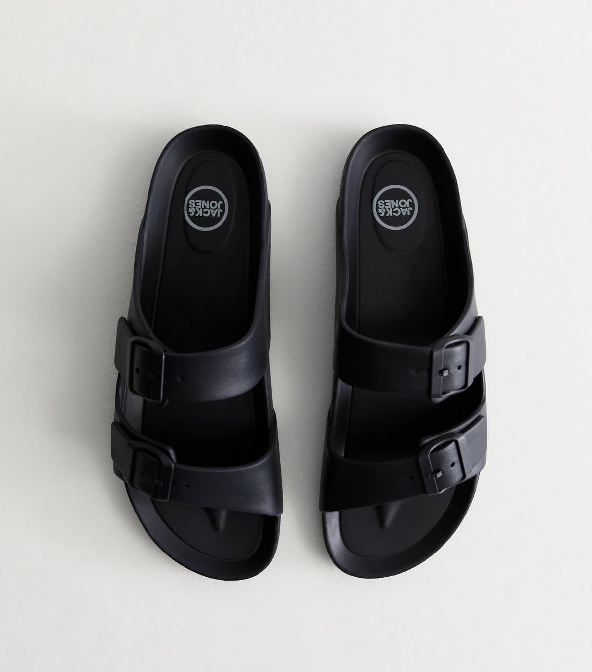 jack & jones Men's Grey Moulded Double-Strap Sandals Jack & Jones New Look