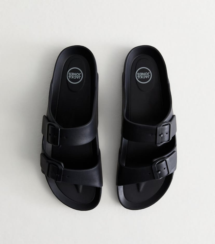 jack & jones Men's Grey Moulded Double-Strap Sandals Jack & Jones New Look - 1