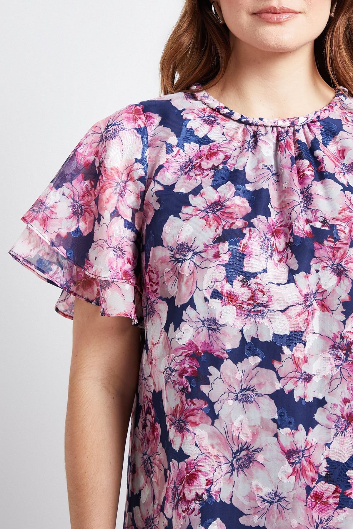 Wallis Wallis Women's Floral Neck Trim Shift Dress in Black - 4