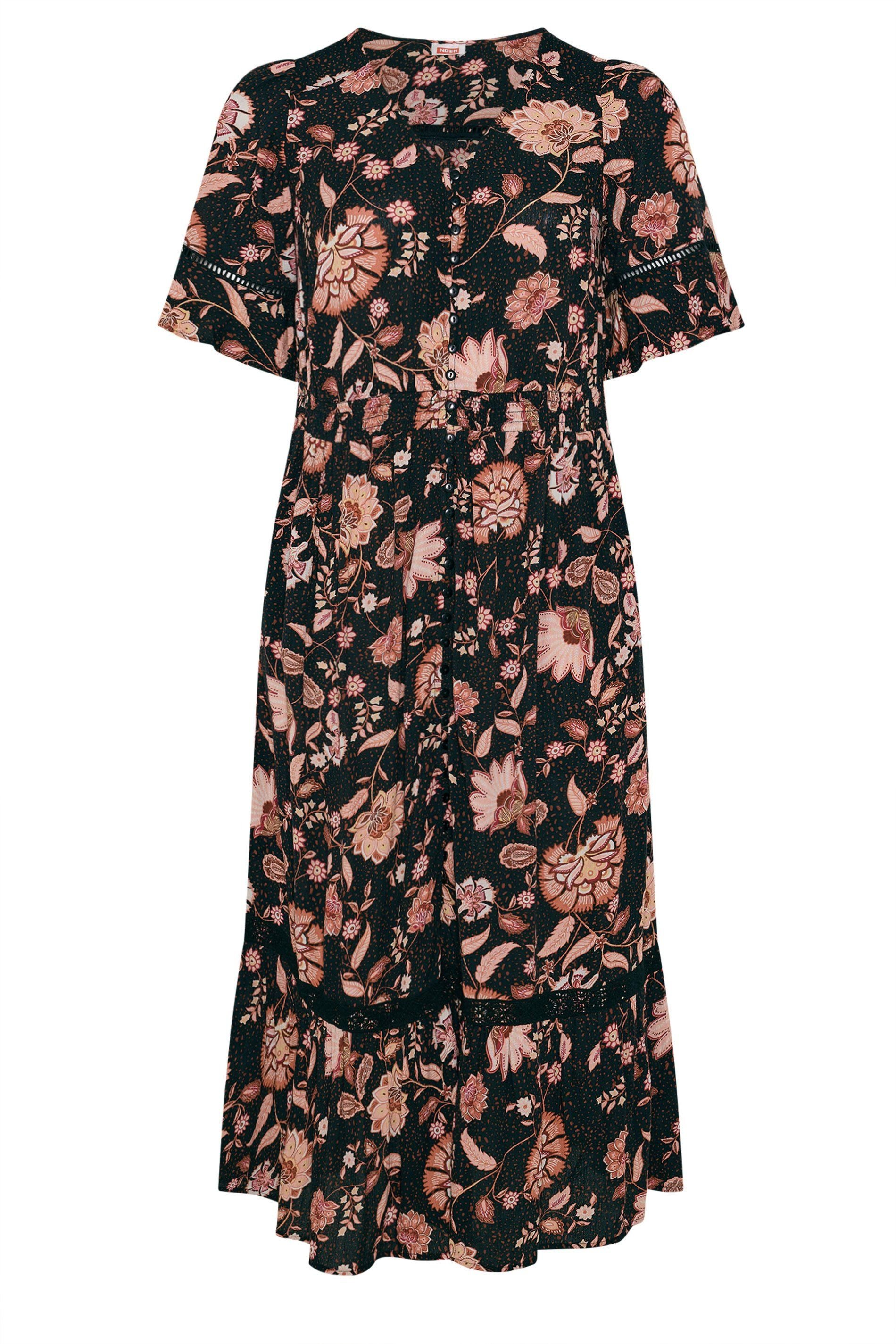 Evans Evans Women's Floral Button Through Maxi Dress in Black - 2