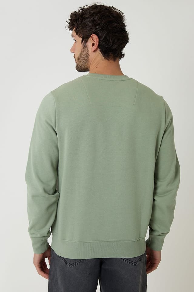Threadbare Threadbare Men's Cotton Blend Crew Neck Sweatshirt in Green - 2