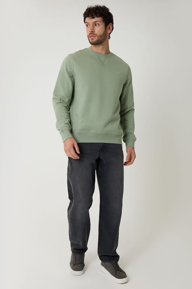 Threadbare Threadbare Men's Cotton Blend Crew Neck Sweatshirt in Green - 3
