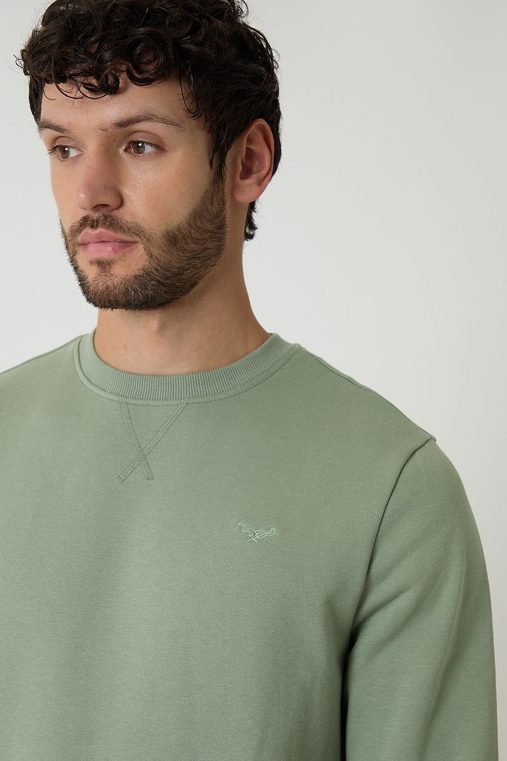 Threadbare Threadbare Men's Cotton Blend Crew Neck Sweatshirt in Green - 4