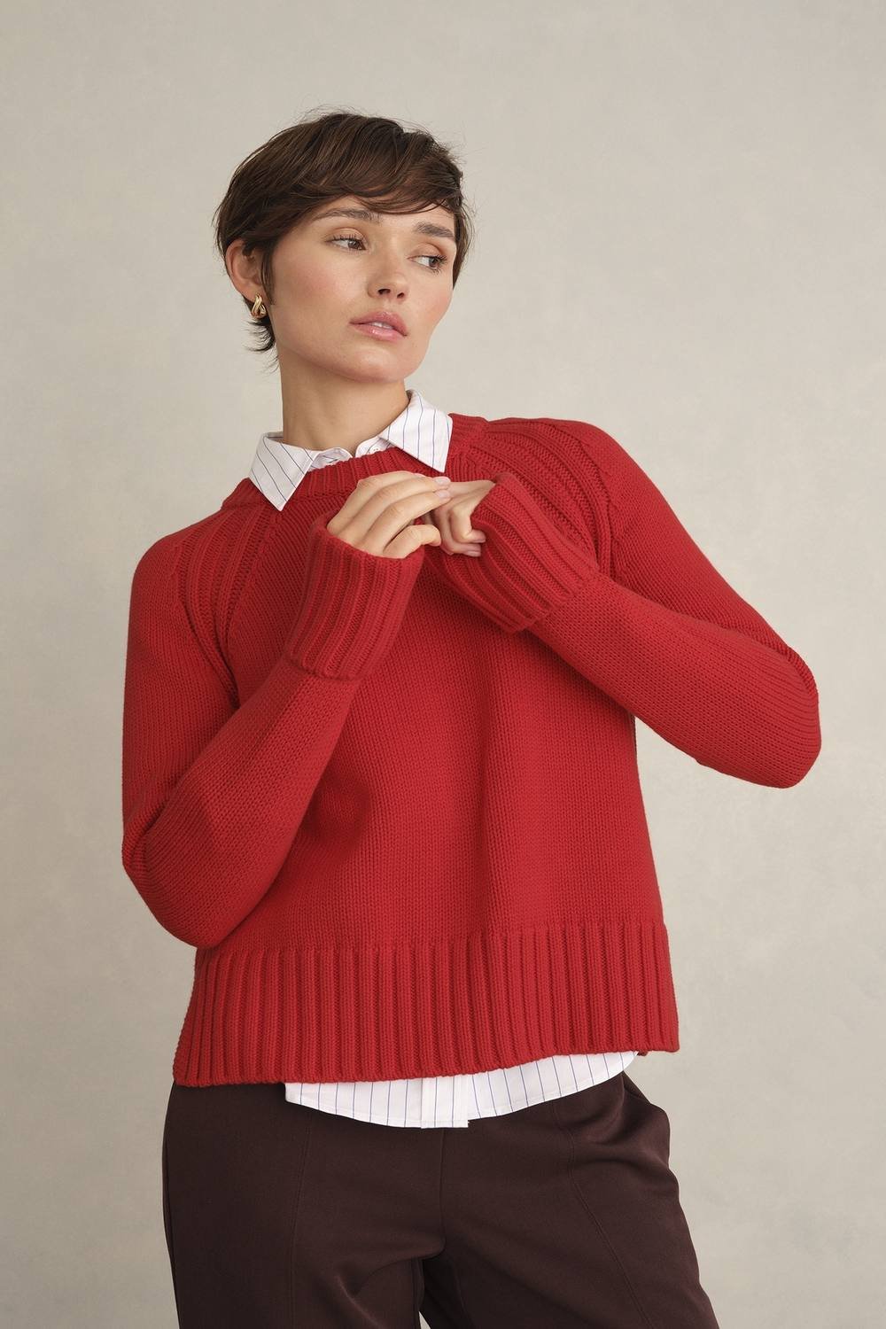 Hobbs London Hobbs London Women's Sukey Long Sleeve Crew Neck Jumper in Red - 1