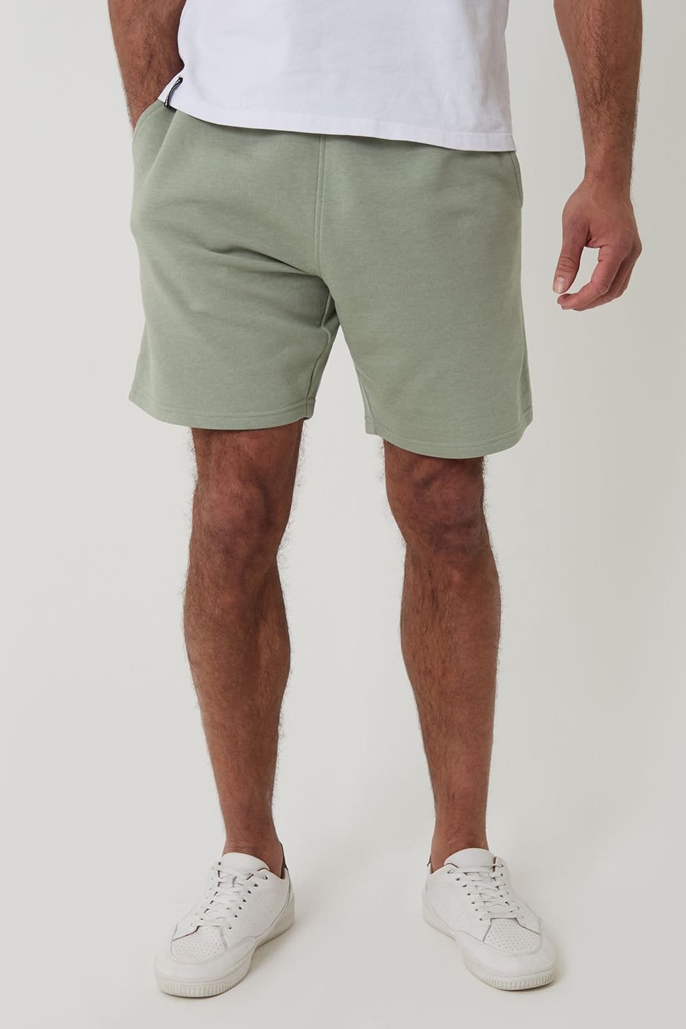 Threadbare Men's 'Bergamot' Fleece Shorts in Pale Green