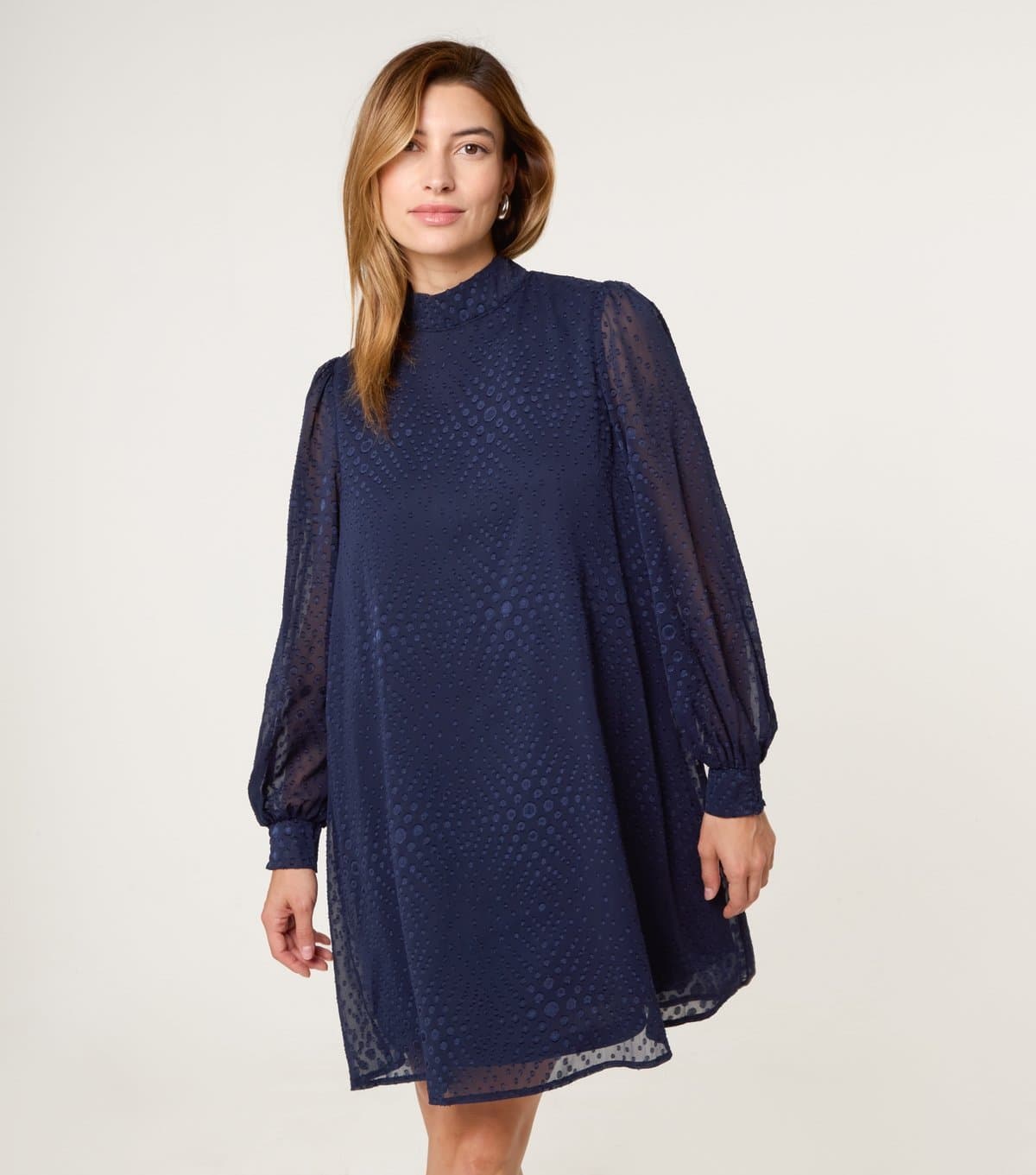 Blue Vanilla Women's Navy High Neck Shift Dress Blue Vanilla New Look