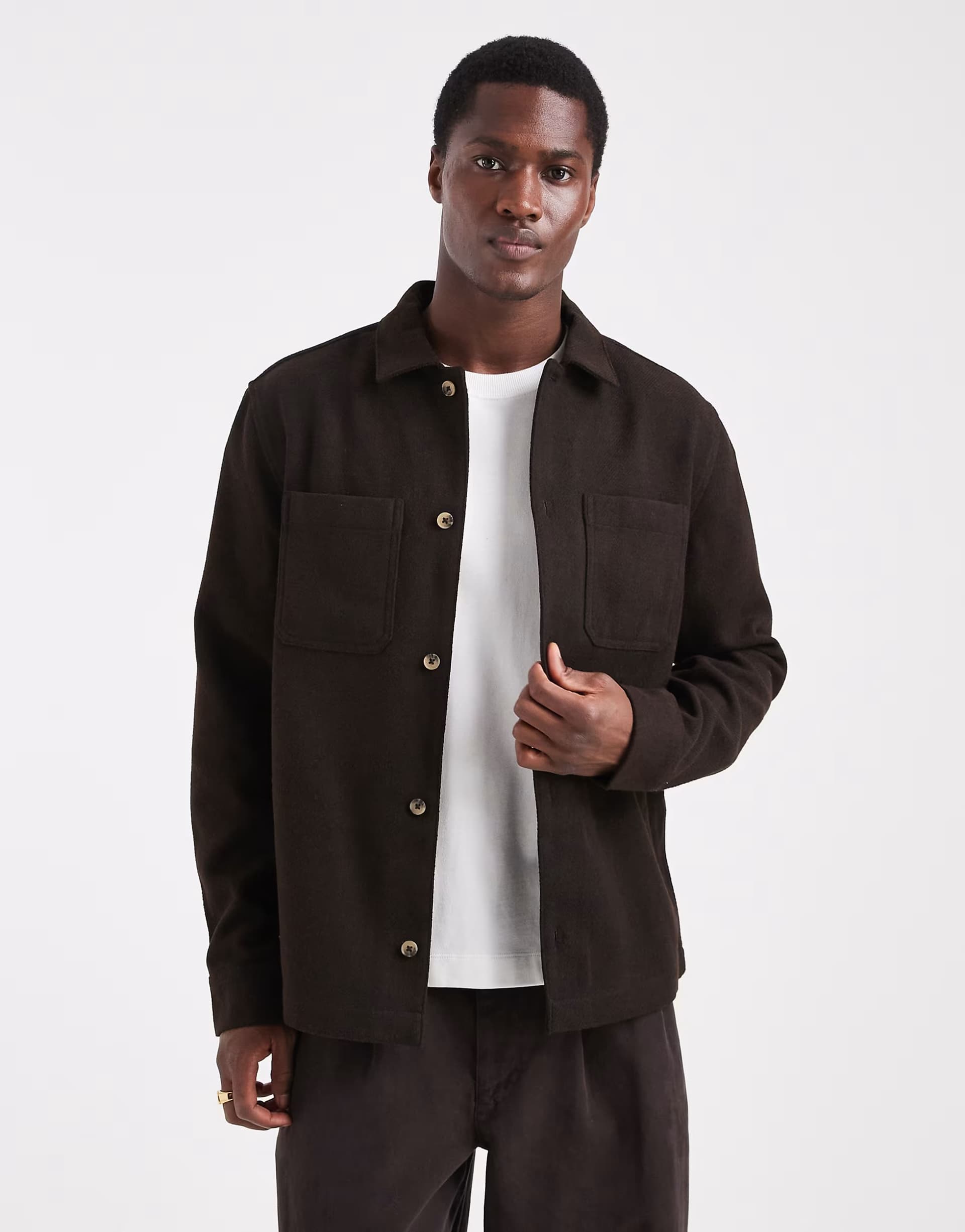 ASOS ASOS DESIGN wool look overshirt in brown