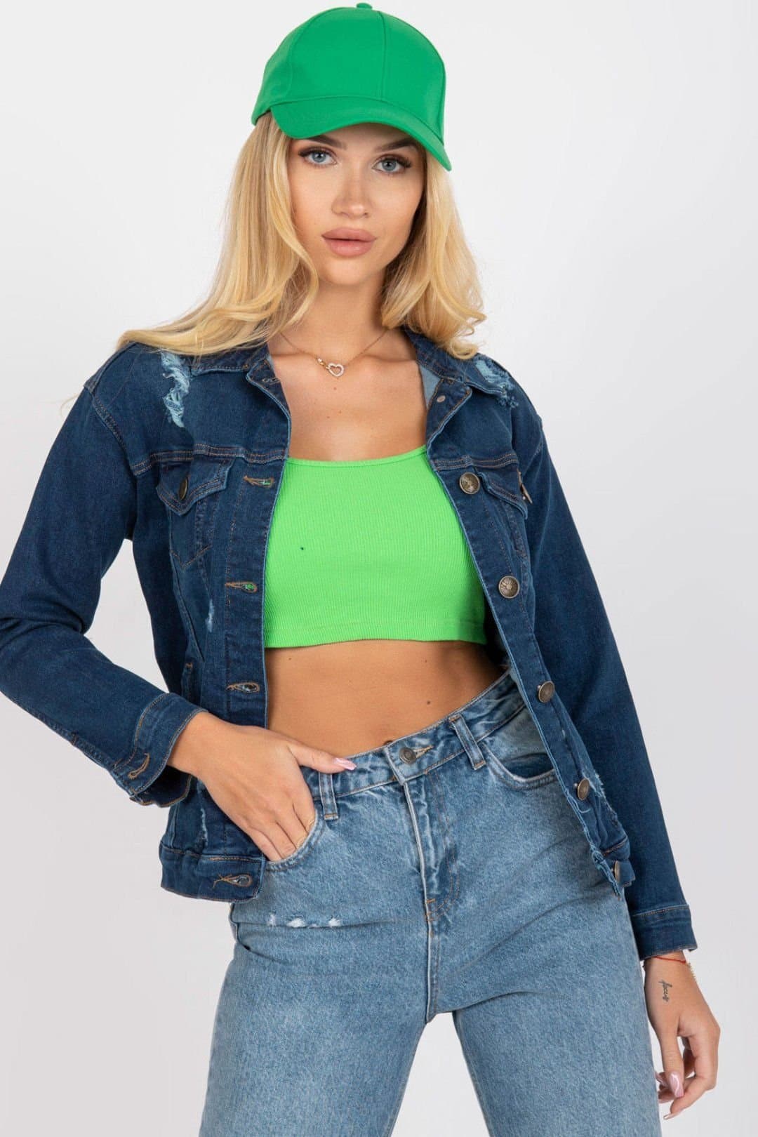 Love Lace Love Lace Women's On Trend Denim Jacket with Pocket Styling in Blue