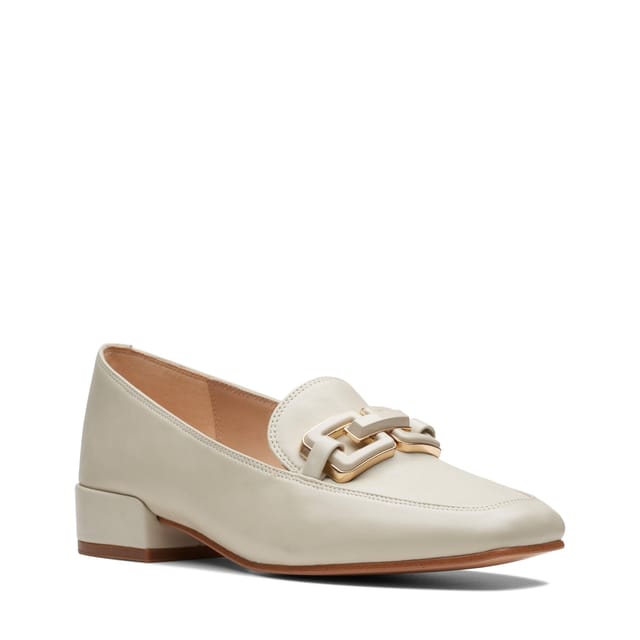 Clarks Clarks Women's Seren30 Easy Ivory Leather Loafers, Slip Ons in White - 2