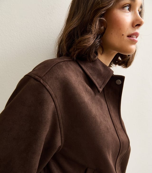 New Look Women's Brown Faux Suede Bubble Hem Jacket New Look - 2