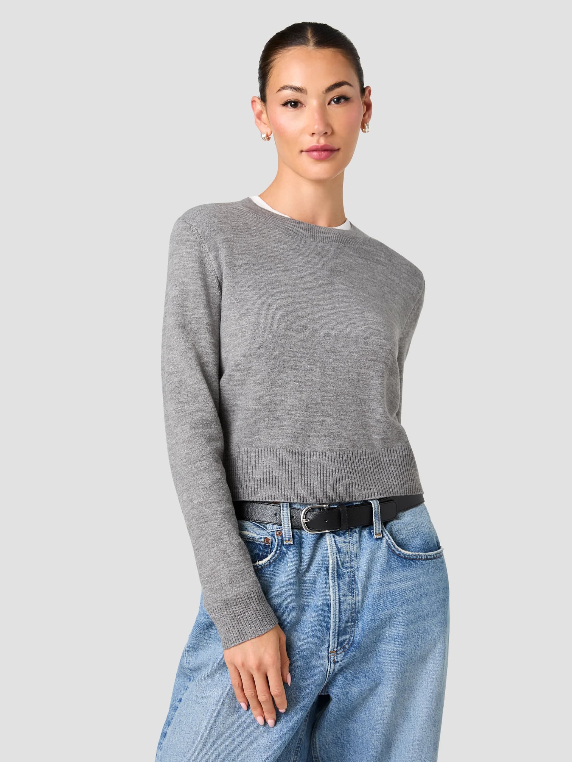 French Connection Grey Babysoft Crew Neck Jumper Med Heather Grey