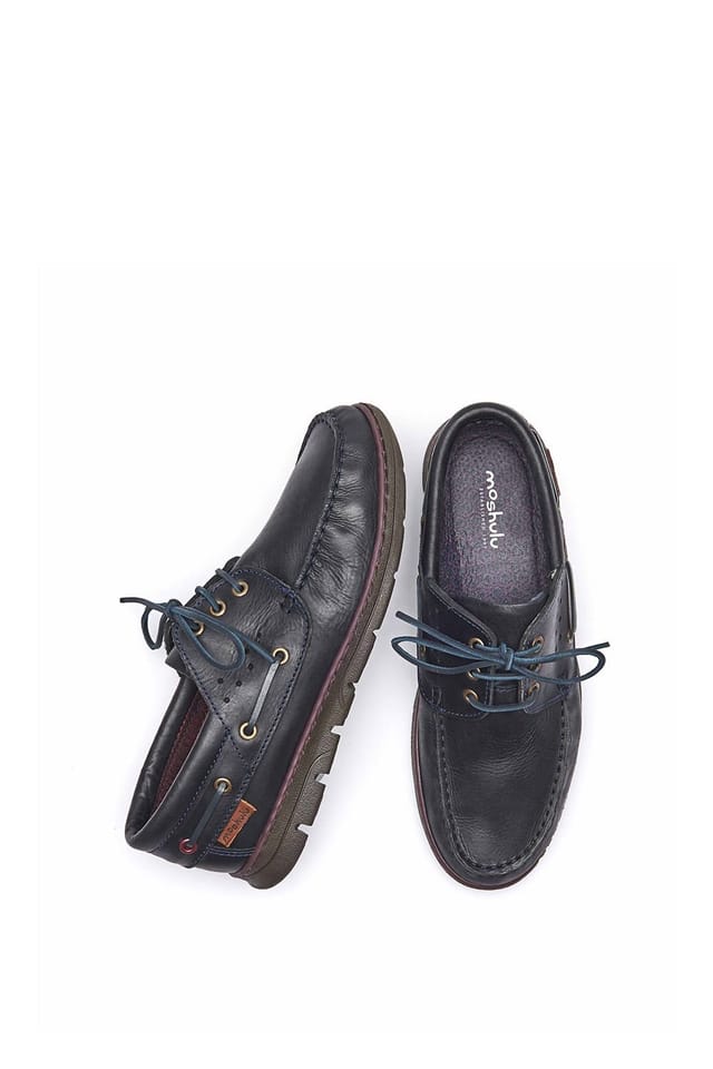Moshulu Moshulu Men's 'Berio' Classic Leather Deck Shoes in Navy - 2