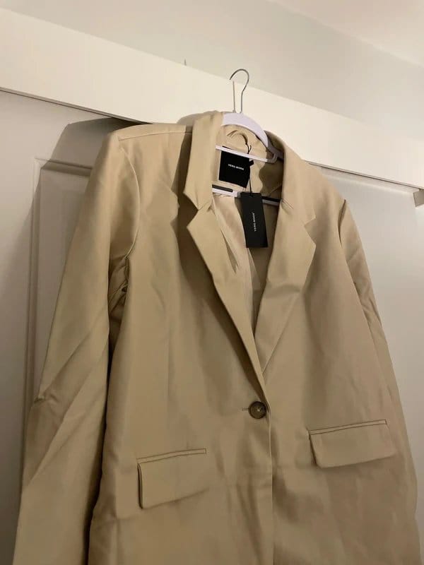 Vera Moda Beige Faux Leather Blazer