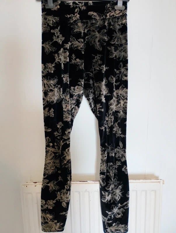 Topshop Velvet flower leggings size 10